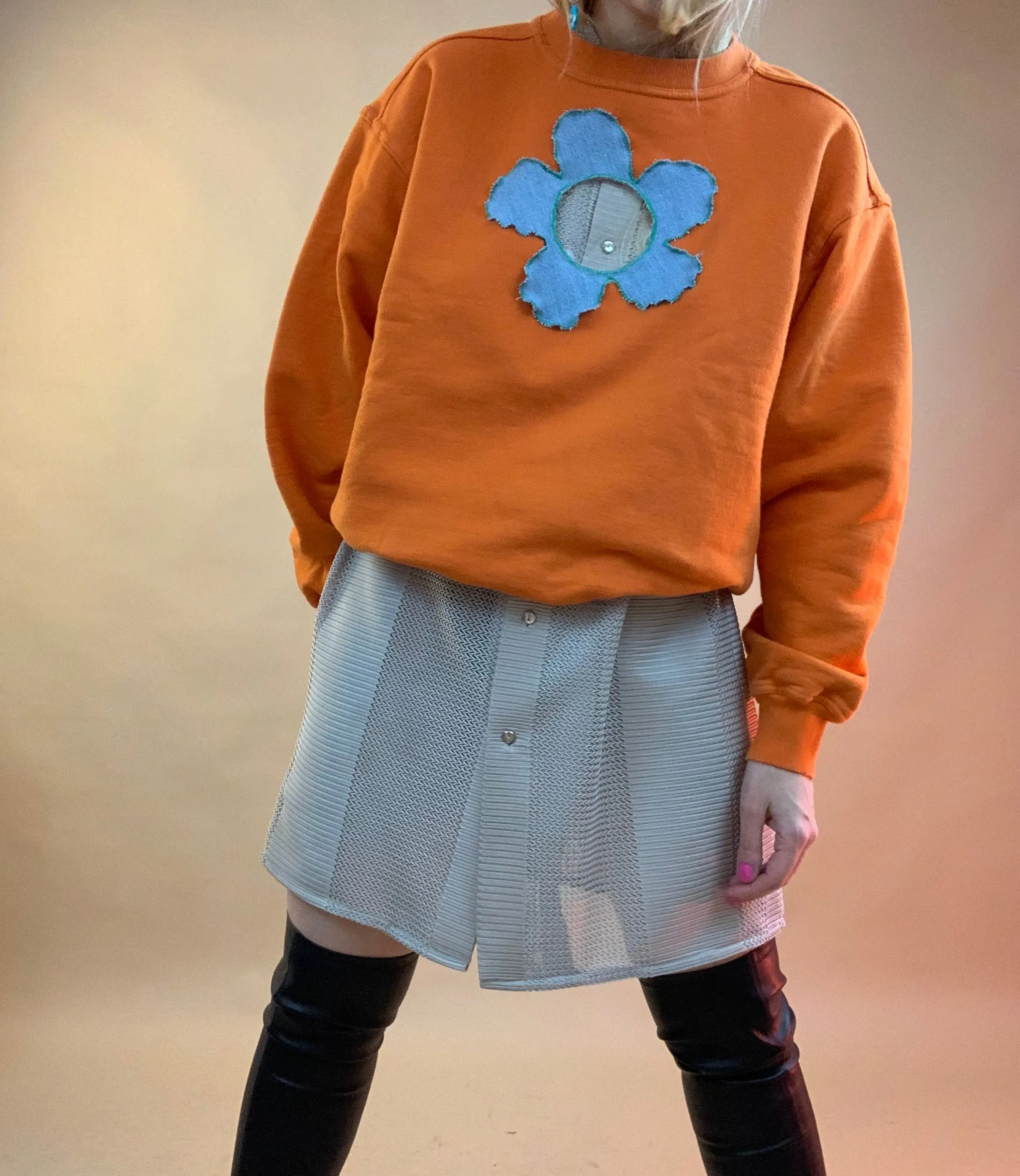 Vinyl scrap flower sweatshirt