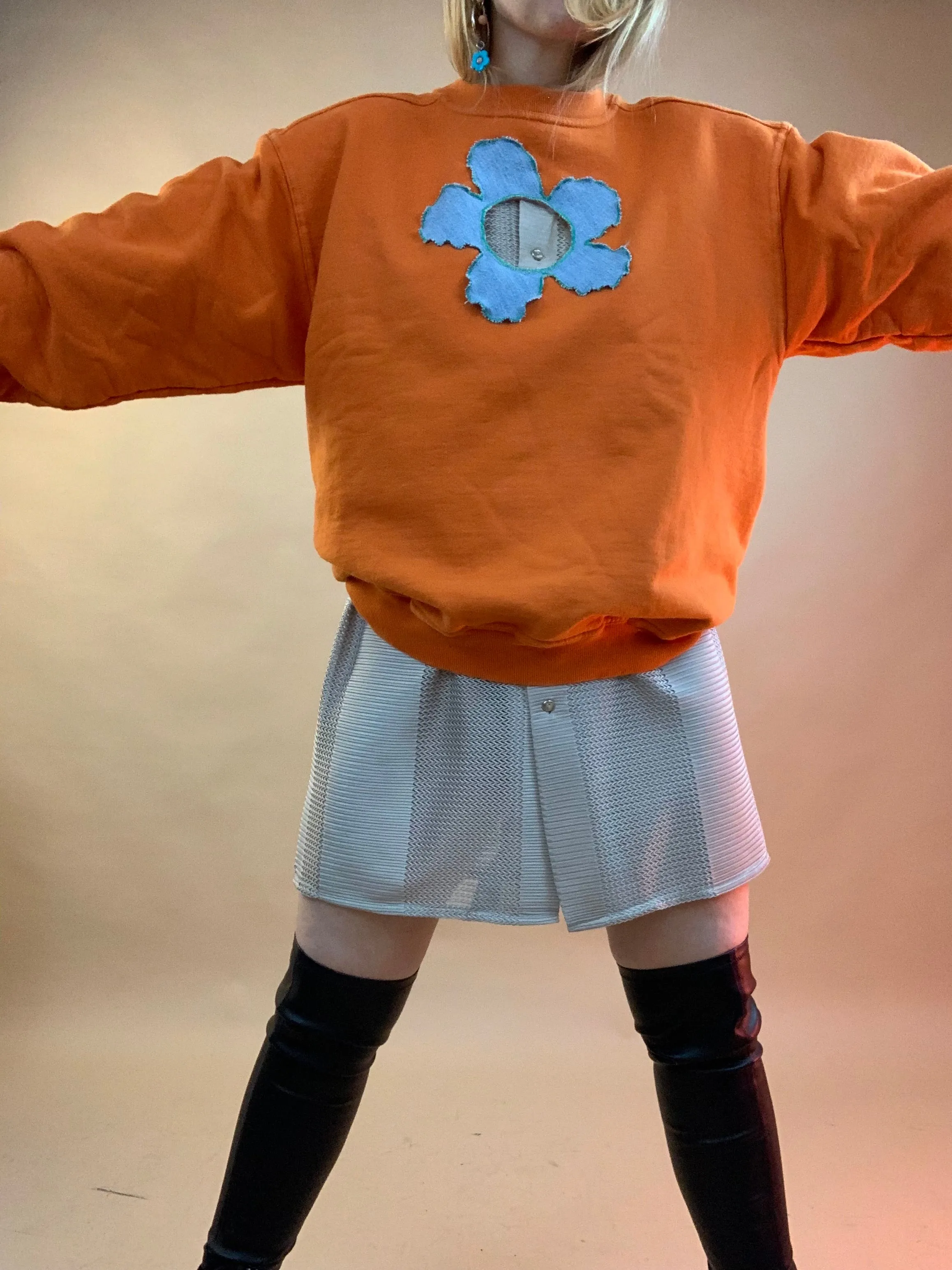 Vinyl scrap flower sweatshirt