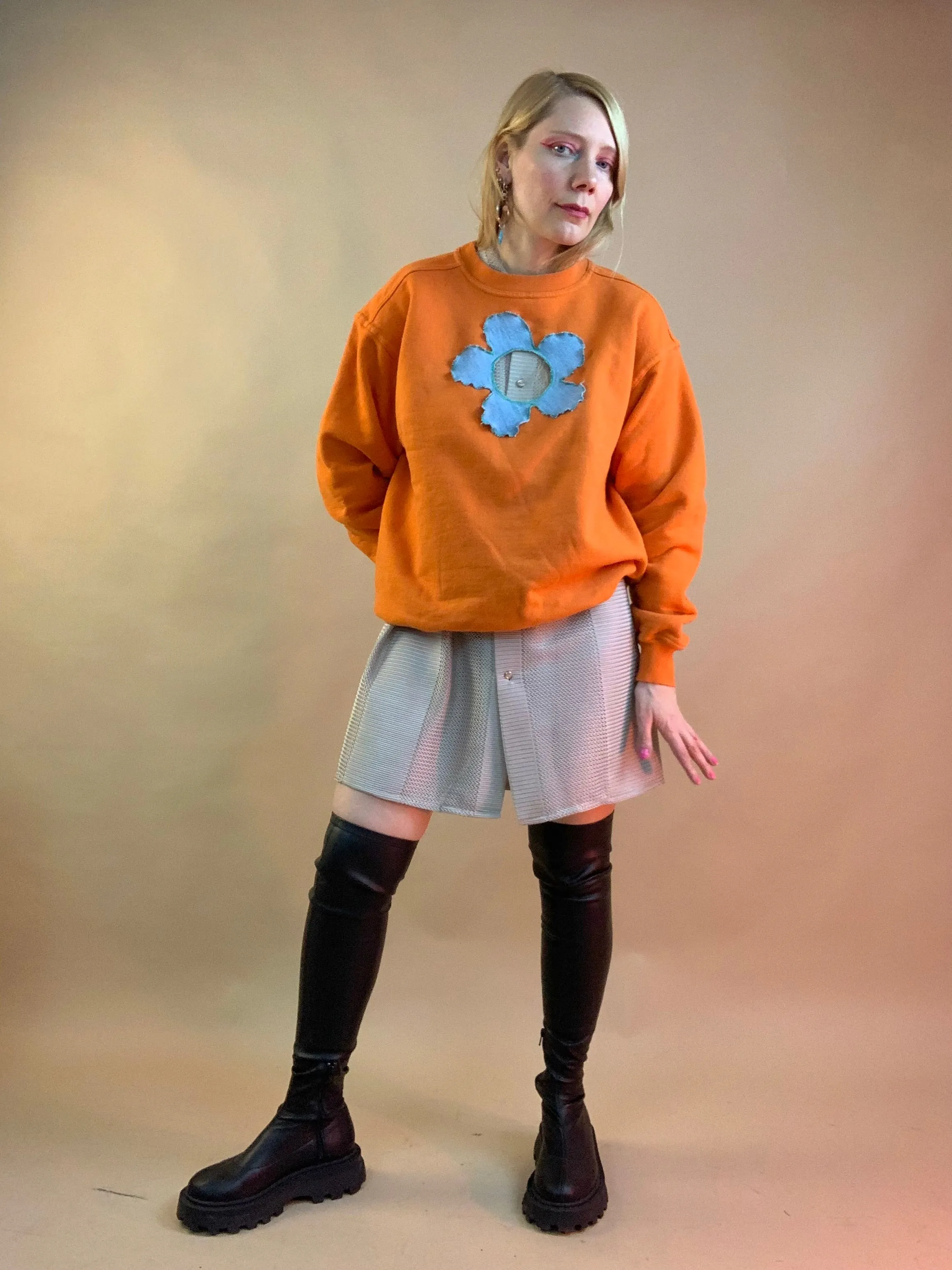 Vinyl scrap flower sweatshirt