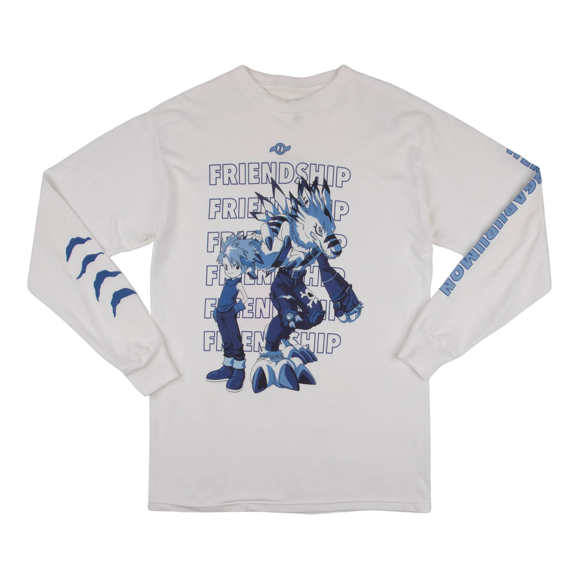 Weregarurumon And Matt Friendship White Longsleeve