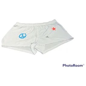 white peace and star short