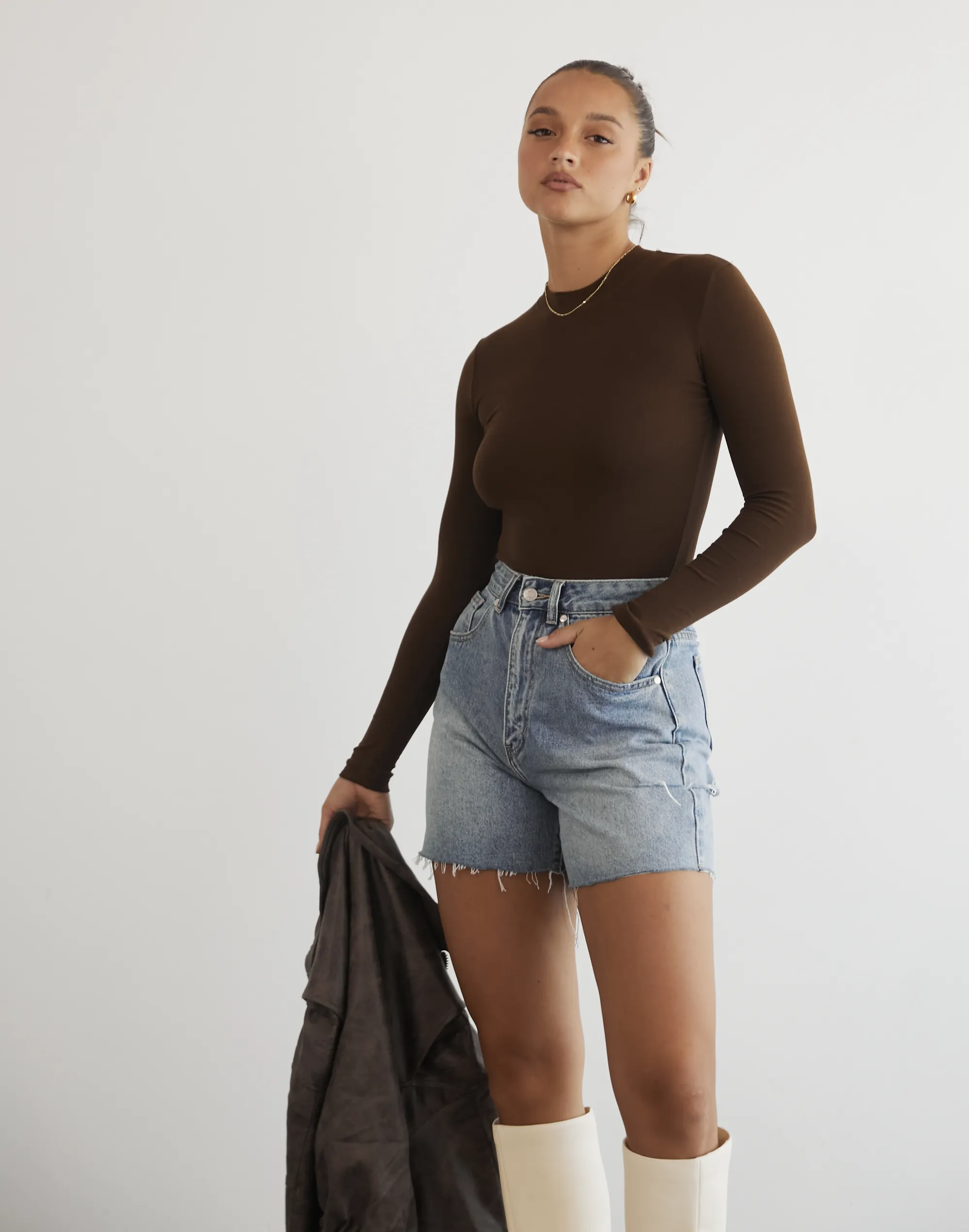 Wisteria Long Sleeve Bodysuit (Brown)