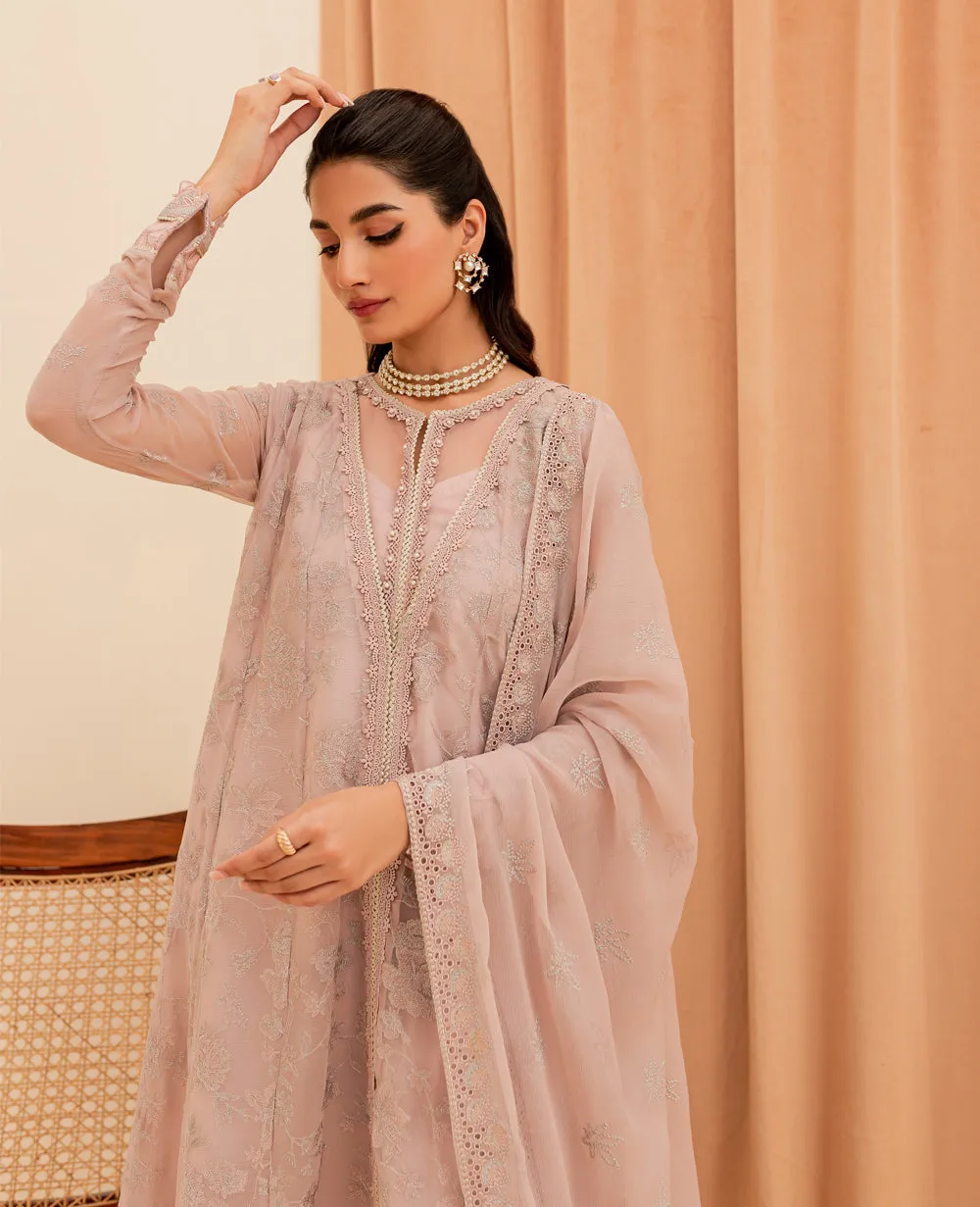 Xenia Formals Unstitched Luxury Embroidered Chiffon 3Pc Suit - ALAYA