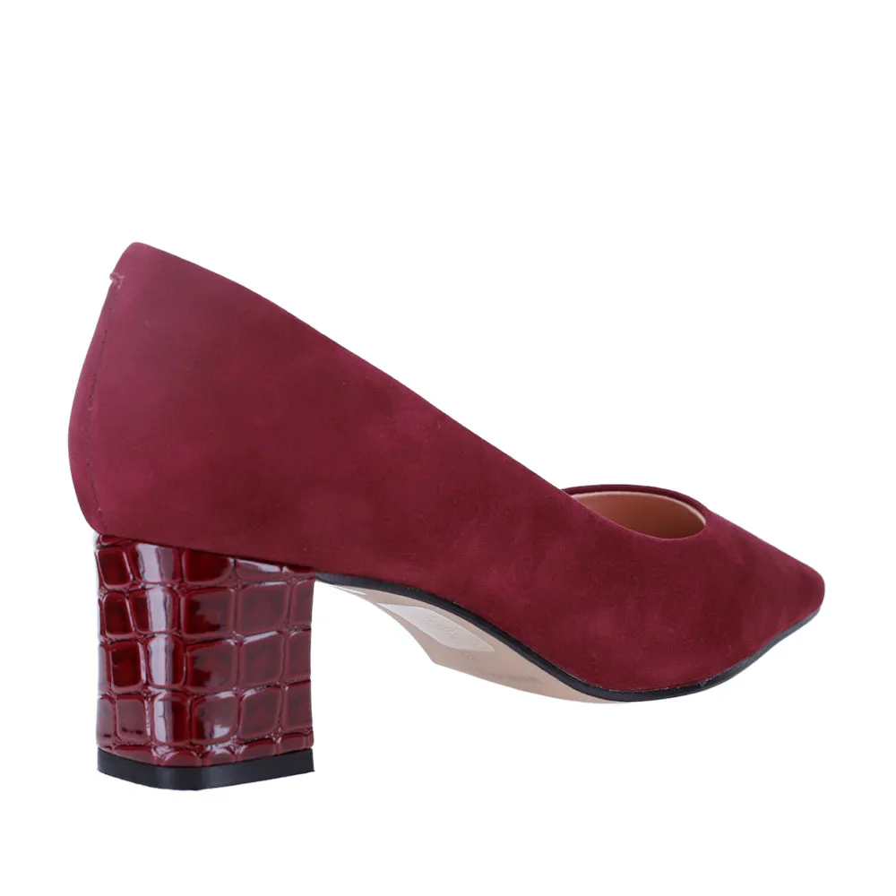 ZAGARRA - REMIN - BURGANDY SDE/CROC HEEL