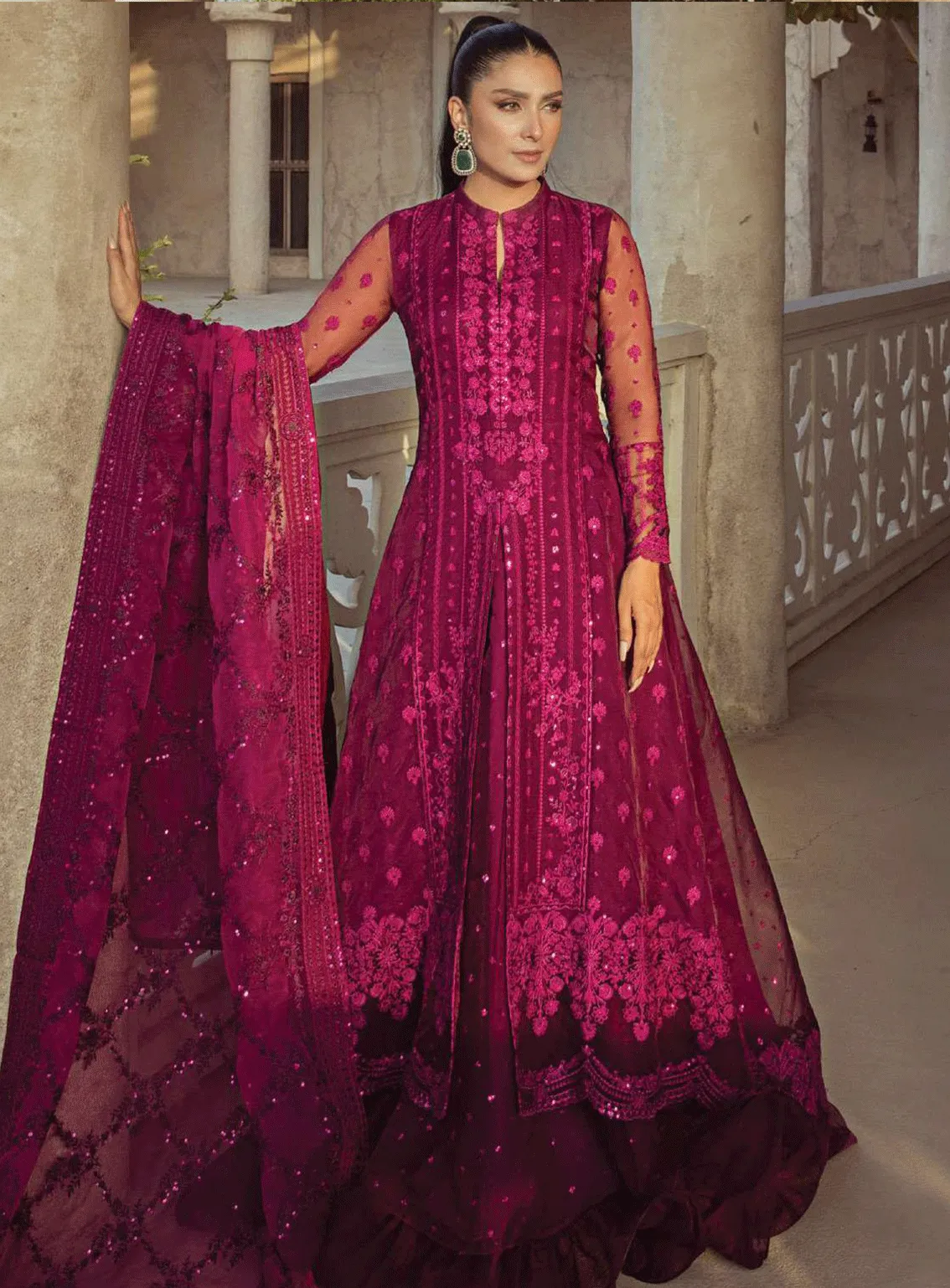 Zainab Chottani Embroidered Organza Unstitched 3 Piece Suit - 05 AINAZ